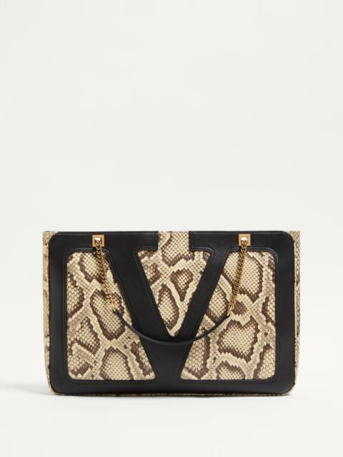 VALENTINO GARAVANI VIVA SUPERSTAR MEDIUM PYTHON SHOPPING BAG