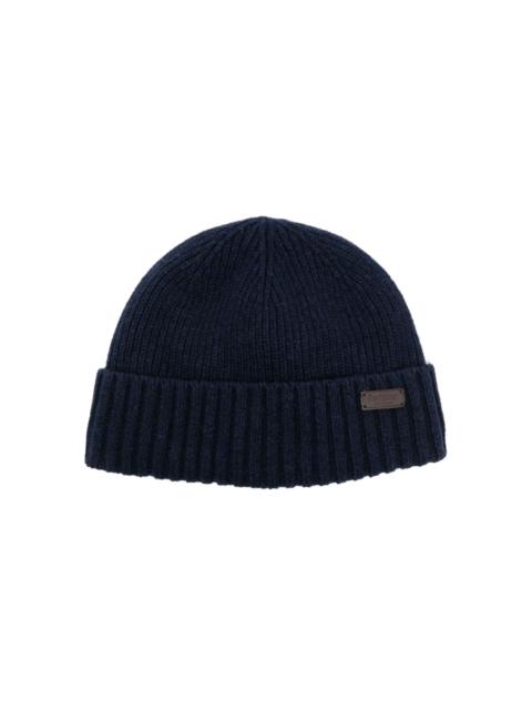 logo-patch ribbed-knit beanie