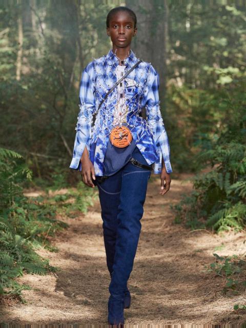 Porthole Detail Topstitched Denim Wader Boots