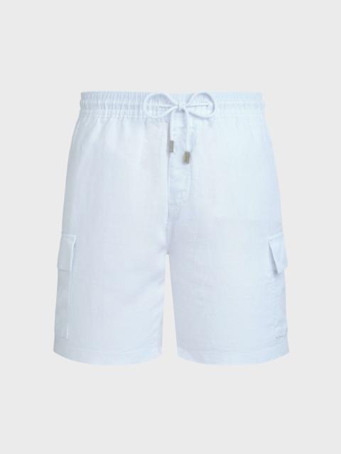 Men Linen Bermuda Shorts Solid