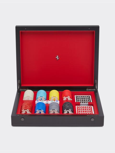 Poker kit with case in wood and carbon fibre