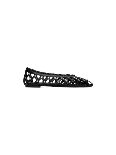 Black Crystal-Cut Ballerina Flats