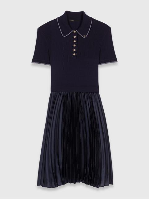 Mini pleated polo collar dress