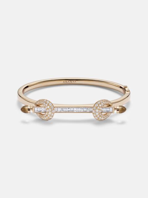 Chakra Icon 18kt gold bangle with diamonds and quartz