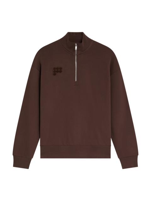 Womens Half Zip Sweatshirt - Mahogany Brown