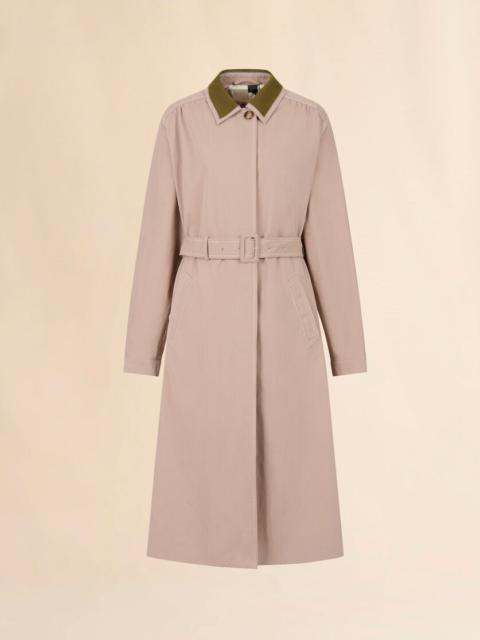 BEIGE GABARDINE TRENCH COAT WITH CONTRAST COLLAR
