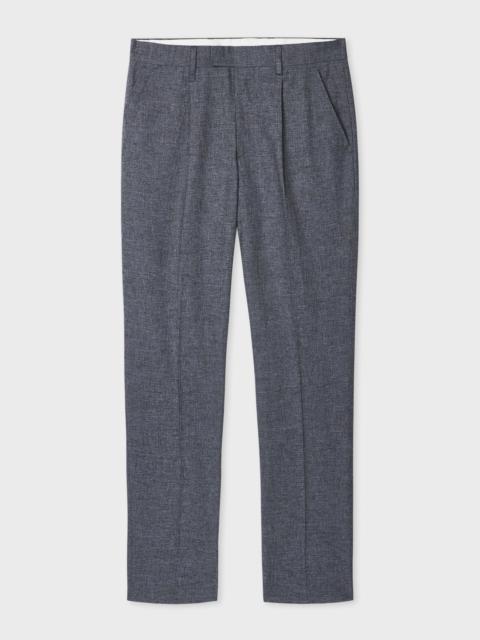 Slate Blue Cotton-Linen Melange Trousers