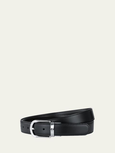 Men's Horseshoe-Buckle Reversible Leather Belt