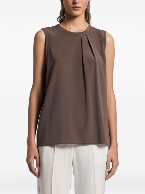 pleated sleeveless top