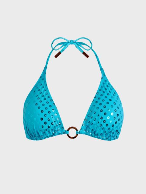Women Triangle Bikini Top Relief Sparkling