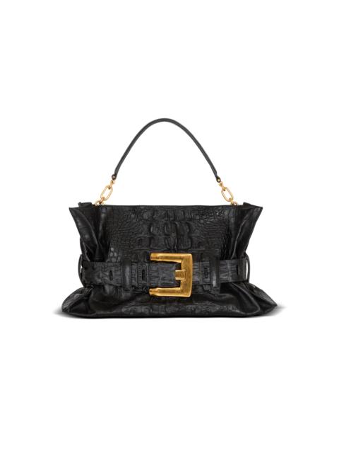 Medium Anthem bag in embossed crocodile-print calfskin