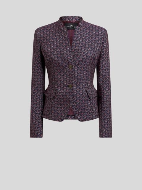 SINGLE-BREASTED COTTON-BLEND JACQUARD JACKET