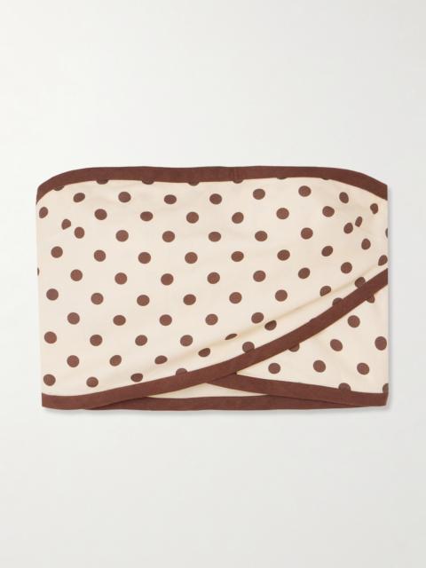 Bowie Cropped Strapless Polka-dot Linen And Cotton-blend Top