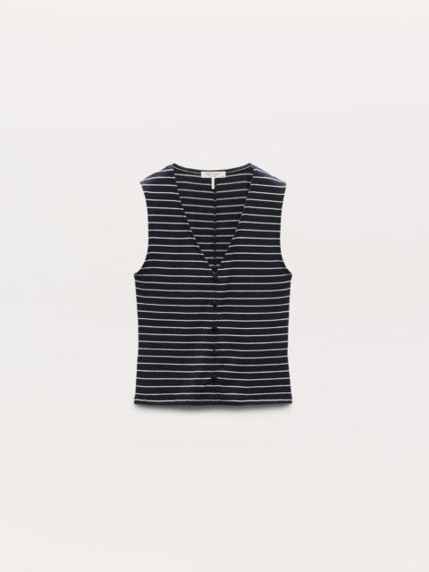 Knit Striped Button Tank Top