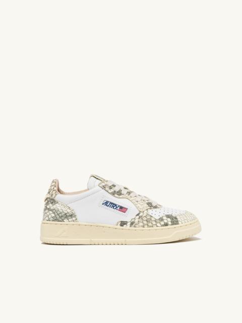 MEDALIST LOW SNEAKERS IN WHITE LEATHER WITH SNAKE DIAMOND PRINT