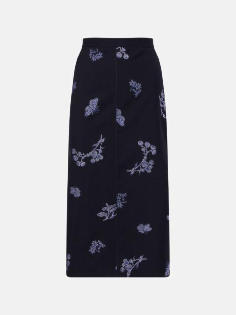 Wool and cotton jacquard pencil skirt