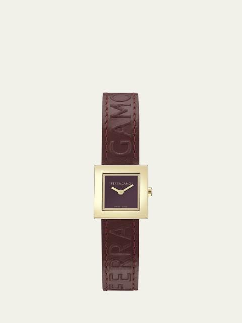 Portrait 20X20MM IP Yellow Gold Leather Watch