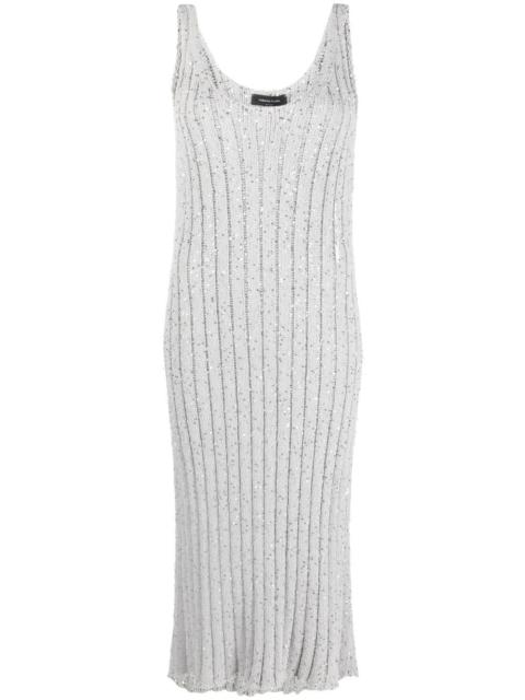 sequin-embellished knitted midi dress