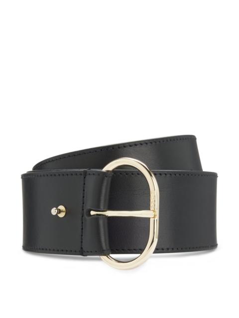LEATHER BELT WITH GOLD-TONE BUCKLE
