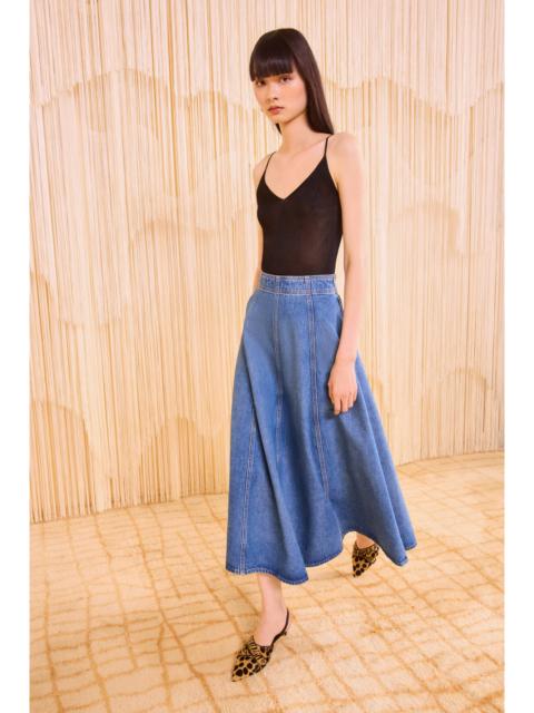 The Uma Midi Denim Skirt