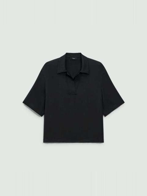 Oversized Polo Shirt in Silk Georgette