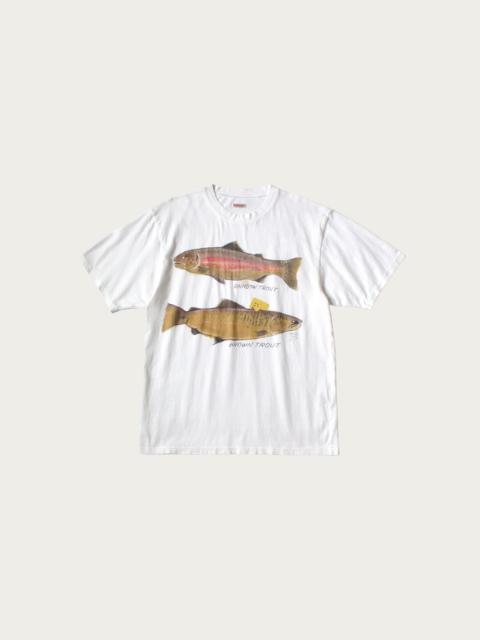 20/- Jersey Crew T (Two Trouts PECKISH RAINBOWY) - White