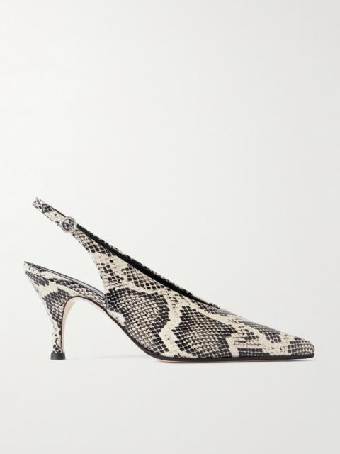 Carla Snake-effect Leather Slingback Pumps