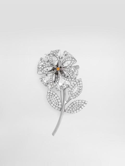 Maxi flower brooch with rhinestones
