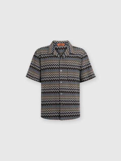 Bowling-cut shirt in zig zag cotton
