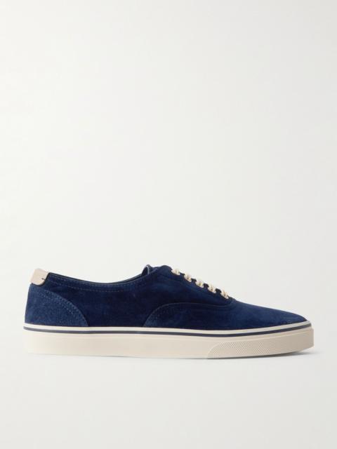 Leather-Trimmed Suede Sneakers Navy