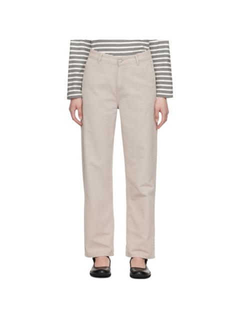 Beige Pierce Straight Trousers