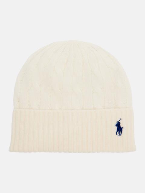 Embroidered wool and cashmere beanie