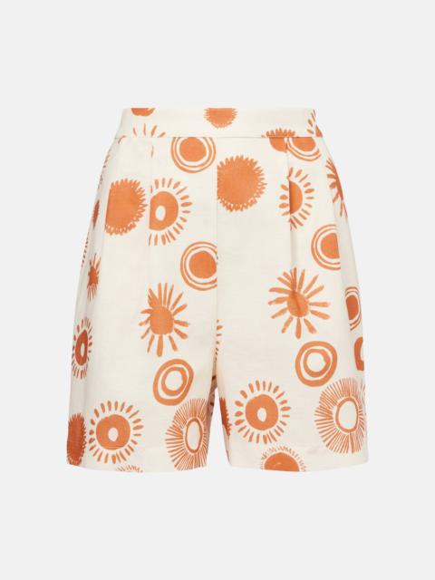 Dallas printed linen and cotton shorts