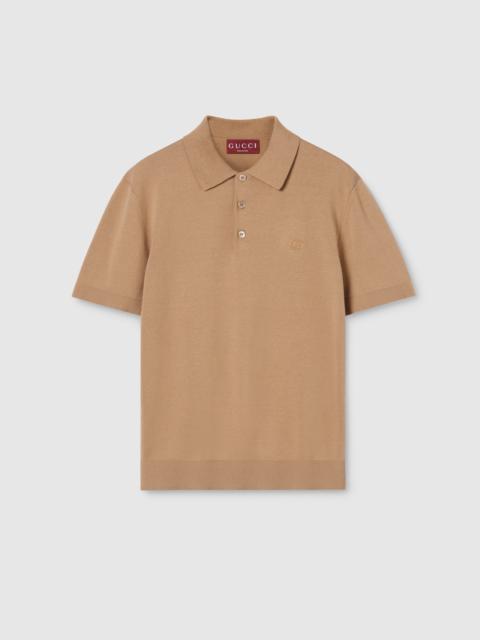 Silk cotton polo shirt with embroidery