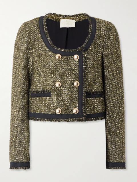 Anisa Double-breasted Grosgrain-trimmed Metallic Tweed Jacket
