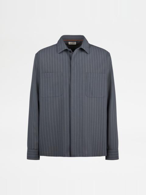 SHIRT IN PINSTRIPE WOOL - GREY