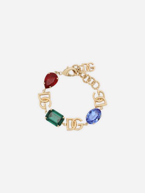 Bracelet with DG logo and multi-colored rhinestones