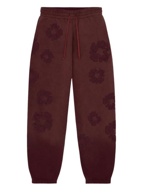flower-embellishment track pants