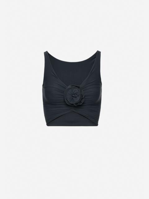Ruched flower swim top in grey