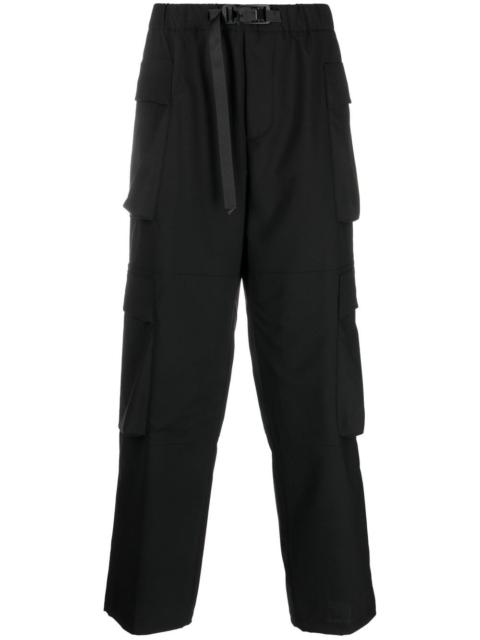 buckle-fastening belted cargo trousers