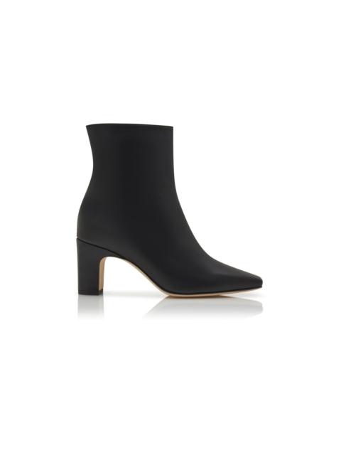Black Calf Leather Ankle Boots