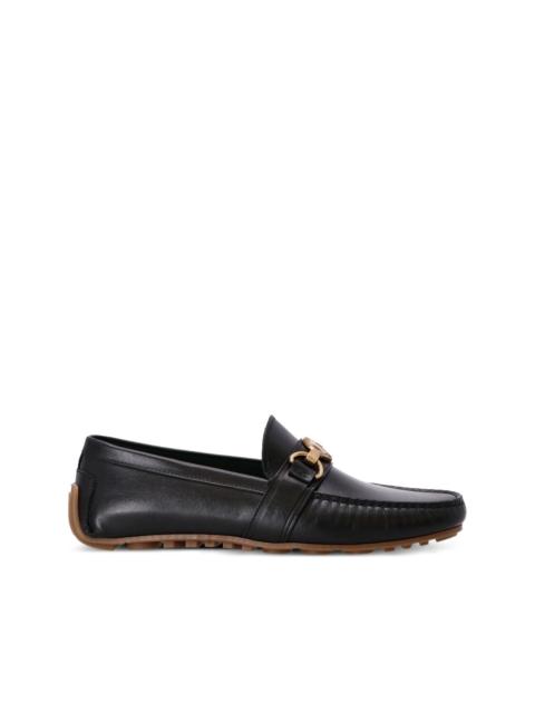 leather medallion-detail loafers