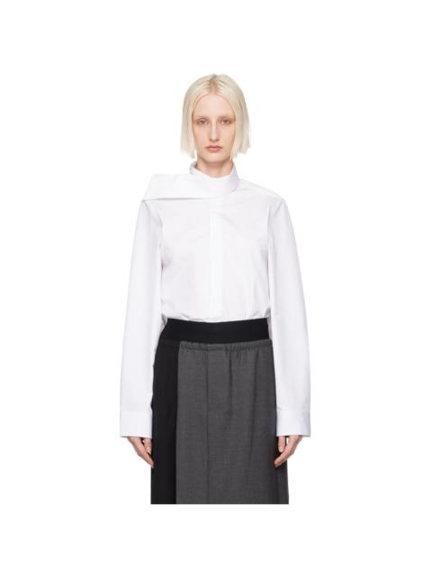 White Scarf Collar Shirt