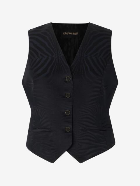 Vest With Solid-Color Tiger Skin Design