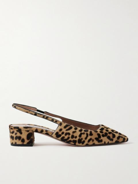 Ginza 35 Leopard-print Calf Hair Slingback Pumps