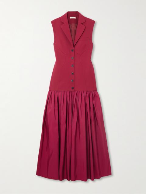 Convertible Wool-twill And Silk-faille Maxi Dress