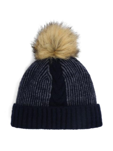 Womens Plait Pom Hat - Slate Blue