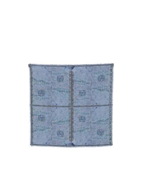 denim-print silk scarf