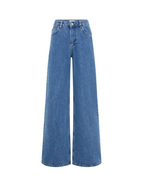 Moon Laser Blue Wash Denim High-Waist Flare Jeans