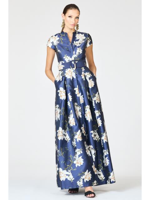 EMBELLISHED MARTA GOWN - NAVY NARCISSUS